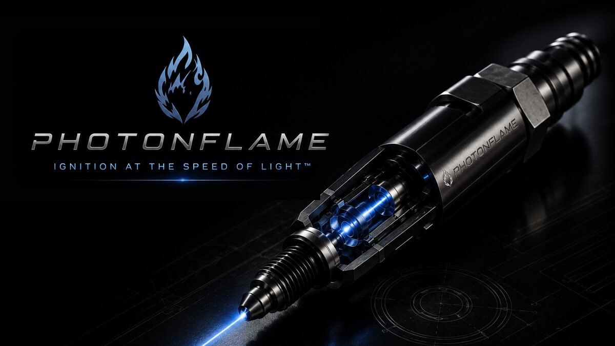 PhotonFlame photonic ignition device, cutaway view